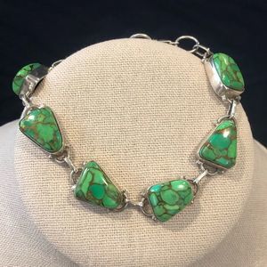 Mohave Lime Green Copper Infused Turquoise and Sterling Silver 925 Bracelet